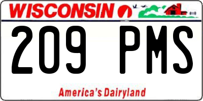 WI license plate 209PMS