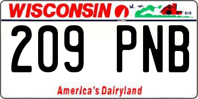 WI license plate 209PNB