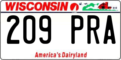 WI license plate 209PRA