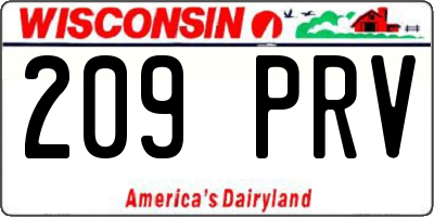 WI license plate 209PRV