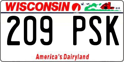 WI license plate 209PSK