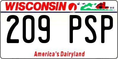 WI license plate 209PSP