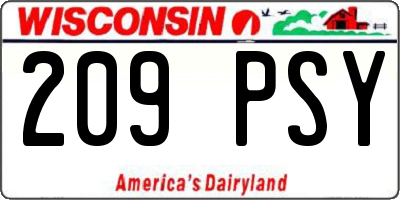 WI license plate 209PSY