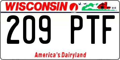WI license plate 209PTF