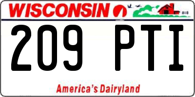 WI license plate 209PTI