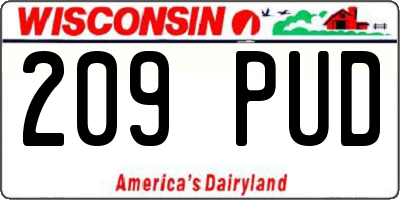 WI license plate 209PUD