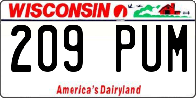 WI license plate 209PUM
