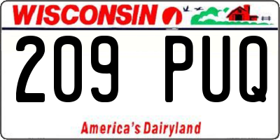 WI license plate 209PUQ