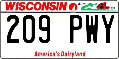 WI license plate 209PWY