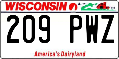 WI license plate 209PWZ