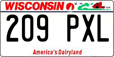 WI license plate 209PXL