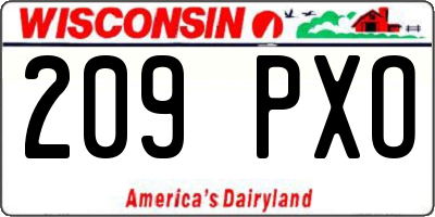 WI license plate 209PXO