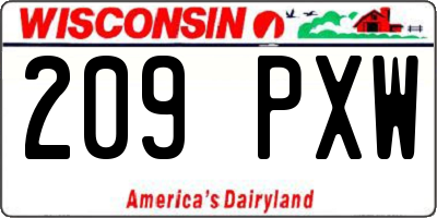 WI license plate 209PXW