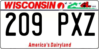 WI license plate 209PXZ