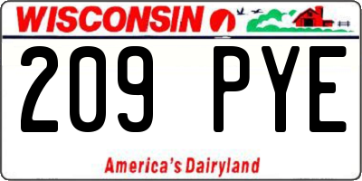 WI license plate 209PYE