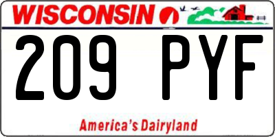 WI license plate 209PYF