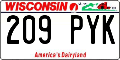 WI license plate 209PYK
