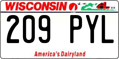 WI license plate 209PYL