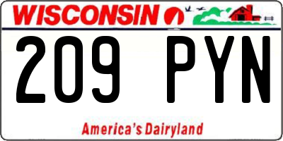 WI license plate 209PYN