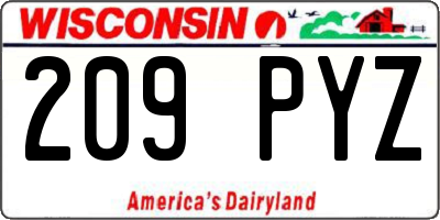 WI license plate 209PYZ
