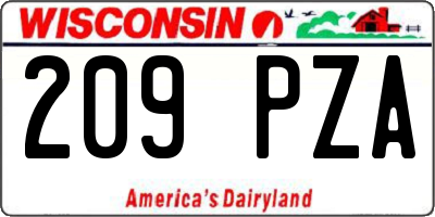 WI license plate 209PZA