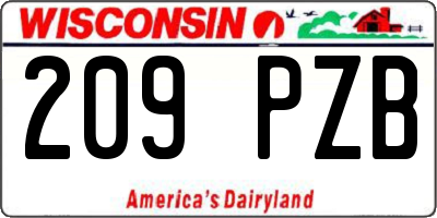 WI license plate 209PZB