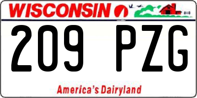 WI license plate 209PZG