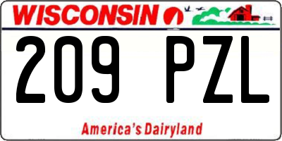 WI license plate 209PZL
