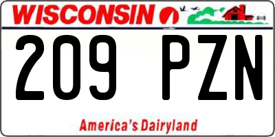 WI license plate 209PZN