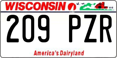 WI license plate 209PZR