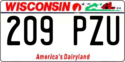 WI license plate 209PZU