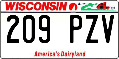WI license plate 209PZV