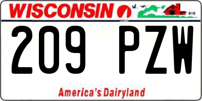 WI license plate 209PZW