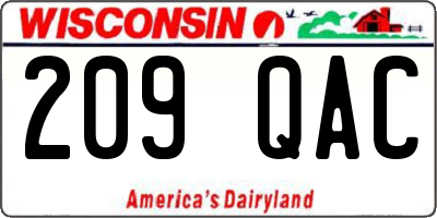 WI license plate 209QAC