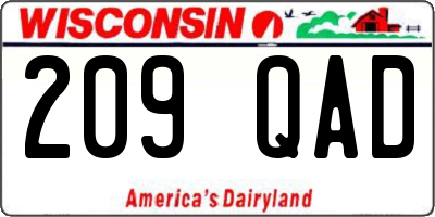WI license plate 209QAD