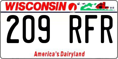 WI license plate 209RFR