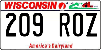 WI license plate 209ROZ