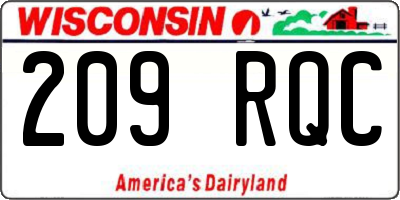 WI license plate 209RQC