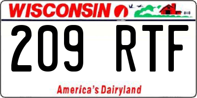 WI license plate 209RTF