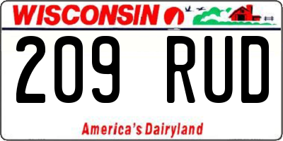 WI license plate 209RUD