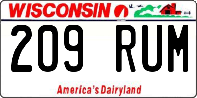 WI license plate 209RUM