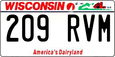 WI license plate 209RVM