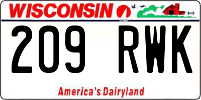 WI license plate 209RWK