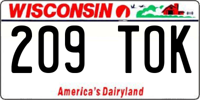 WI license plate 209TOK