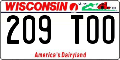 WI license plate 209TOO