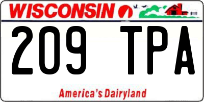 WI license plate 209TPA