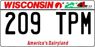 WI license plate 209TPM