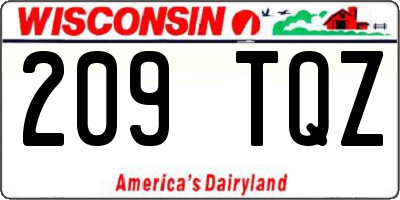 WI license plate 209TQZ