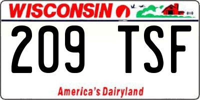 WI license plate 209TSF