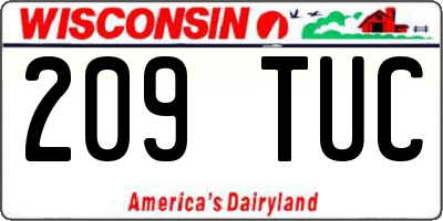 WI license plate 209TUC